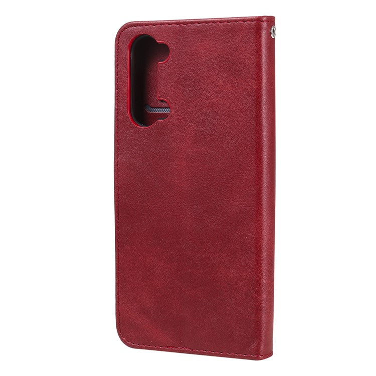 Wallet Zipper Pocket Leather Cover for Oppo Find X2 Lite/Reno3 - Red