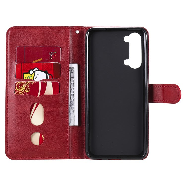 Wallet Zipper Pocket Leather Cover for Oppo Find X2 Lite/Reno3 - Red