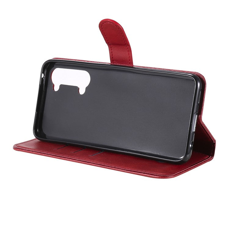 Wallet Zipper Pocket Leather Cover for Oppo Find X2 Lite/Reno3 - Red