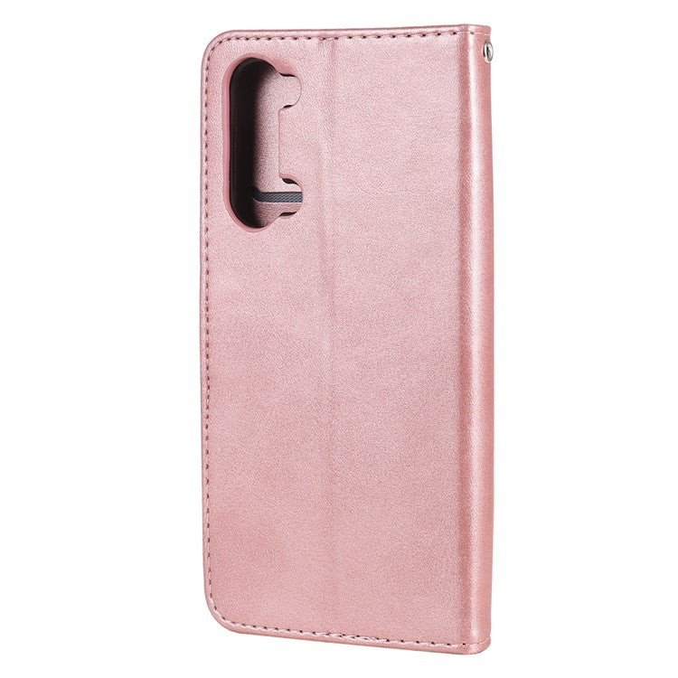 Wallet Zipper Pocket Leather Cover for Oppo Find X2 Lite/Reno3 - Rose Gold