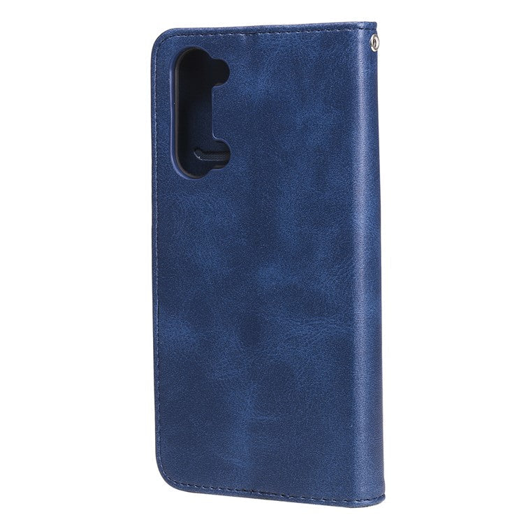 Wallet Zipper Pocket Leather Cover for Oppo Find X2 Lite/Reno3 - Blue