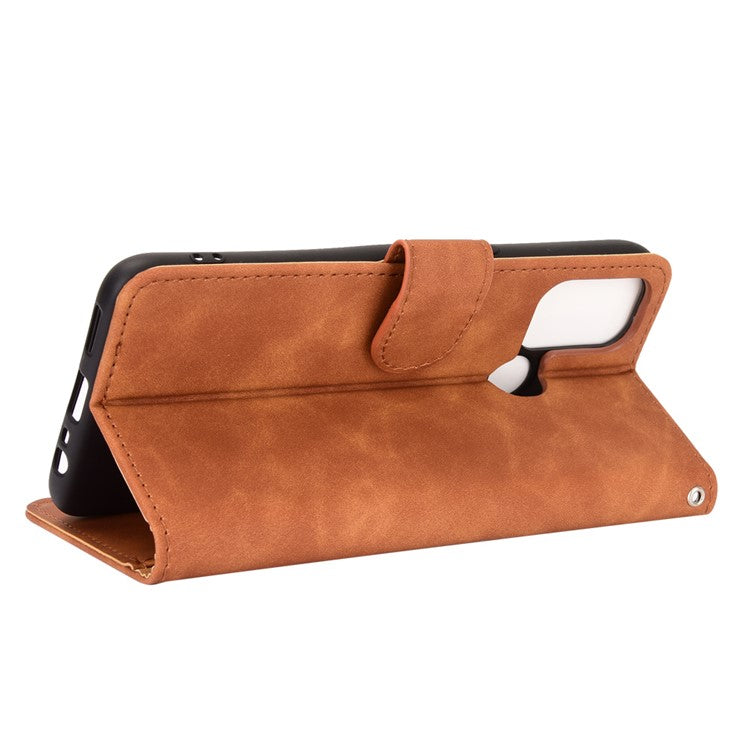 Silky Touch Leather Wallet Case for OPPO A53 (2020)/A32 (2020) - Brown