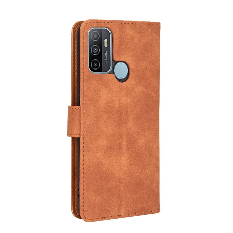 Silky Touch Leather Wallet Case for OPPO A53 (2020)/A32 (2020) - Brown