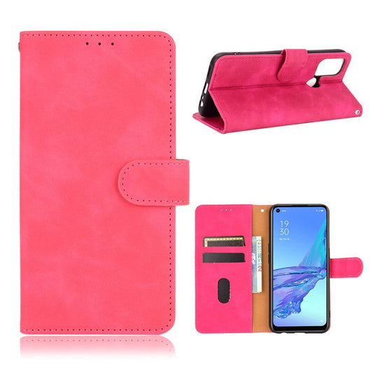 Silky Touch Leather Wallet Case for OPPO A53 (2020)/A32 (2020) - Rose