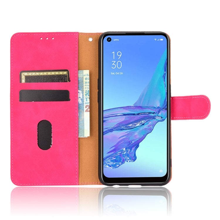 Silky Touch Leather Wallet Case for OPPO A53 (2020)/A32 (2020) - Rose