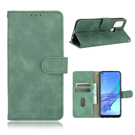 Silky Touch Leather Wallet Case for OPPO A53 (2020)/A32 (2020) - Green