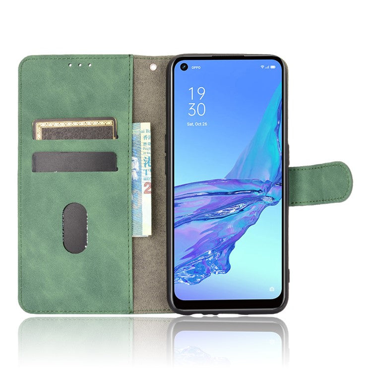 Silky Touch Leather Wallet Case for OPPO A53 (2020)/A32 (2020) - Green