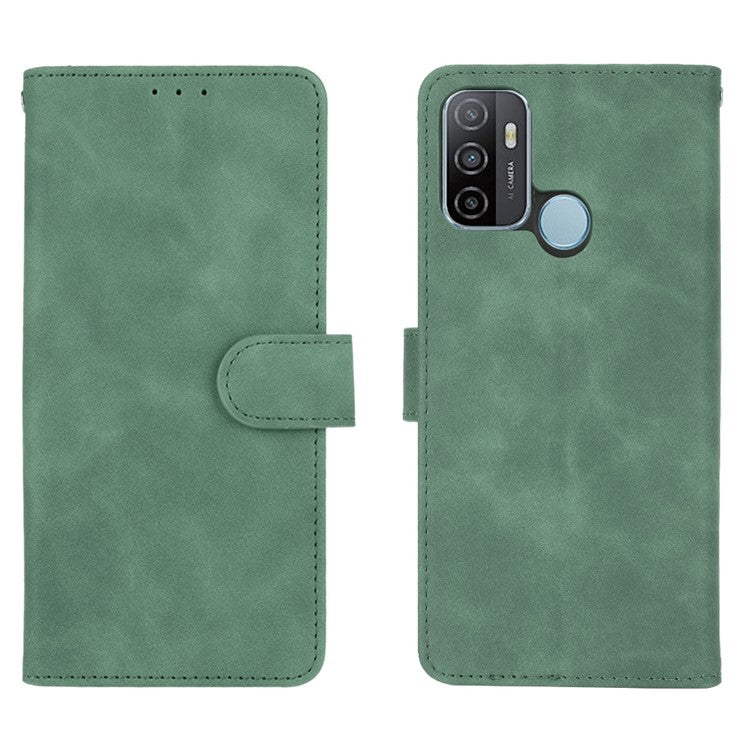 Silky Touch Leather Wallet Case for OPPO A53 (2020)/A32 (2020) - Green