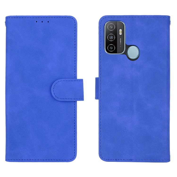 Silky Touch Leather Wallet Case for OPPO A53 (2020)/A32 (2020) - Blue