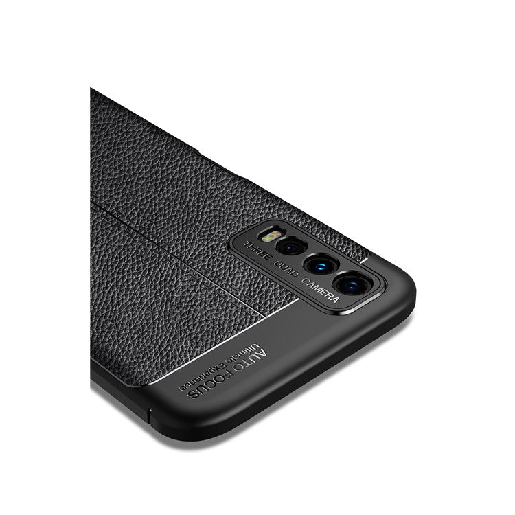 Litchi Skin TPU Phone Case for vivo Y20 - Black