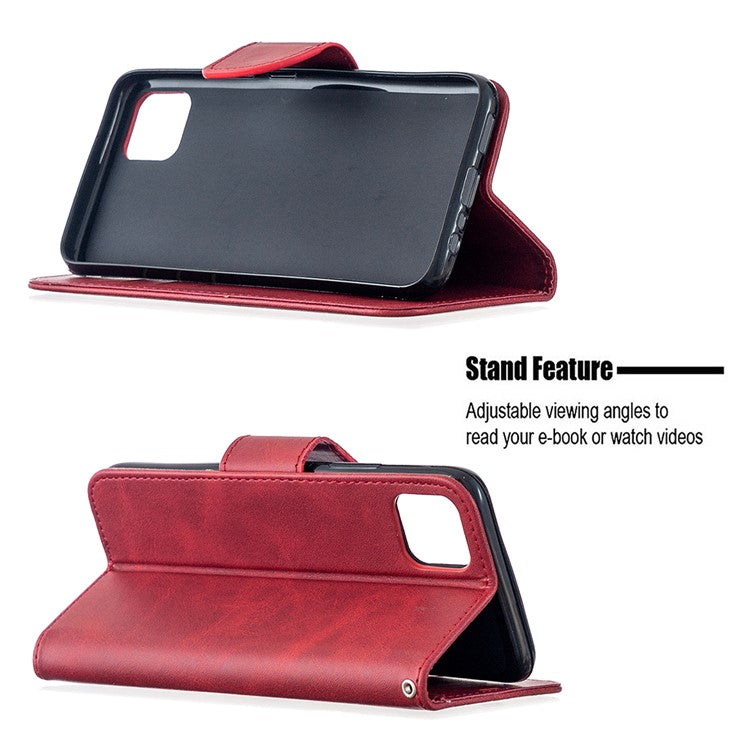 PU Leather Wallet Stand Phone Case for Realme C11 - Red