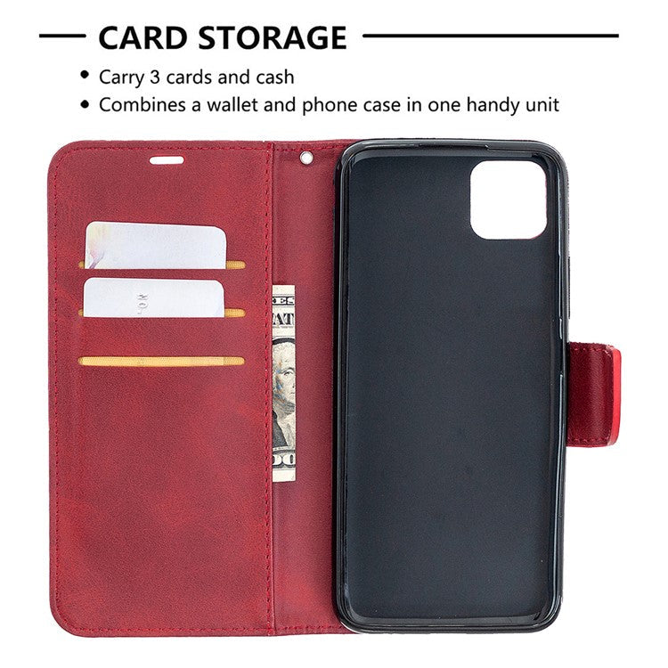 PU Leather Wallet Stand Phone Case for Realme C11 - Red