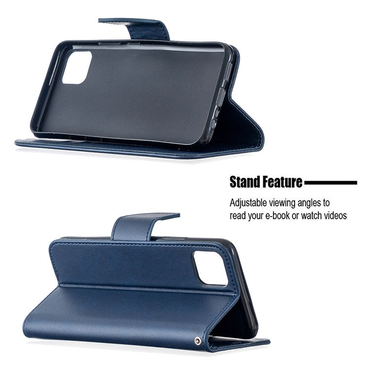 PU Leather Wallet Stand Phone Case for Realme C11 - Blue