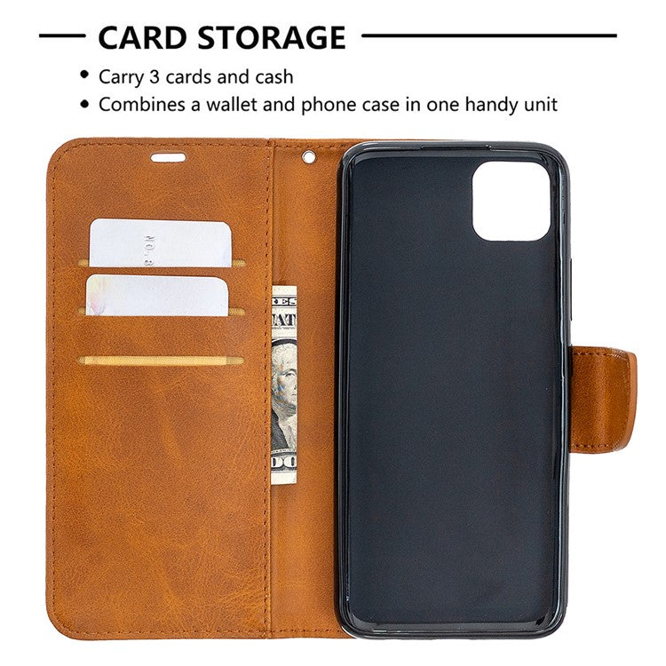 PU Leather Wallet Stand Phone Case for Realme C11 - Light Brown