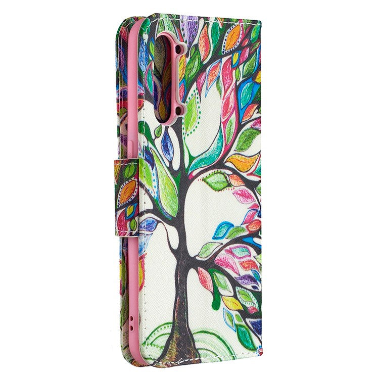 Pattern Printing Leather Wallet Protective Case for Oppo Find X2 Lite - Tree