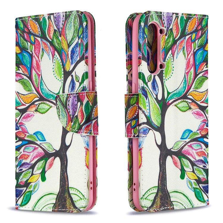 Pattern Printing Leather Wallet Protective Case for Oppo Find X2 Lite - Tree