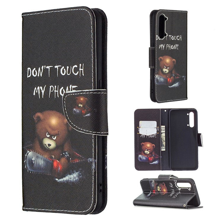 Pattern Printing Leather Wallet Protective Case for Oppo Find X2 Lite - Bear