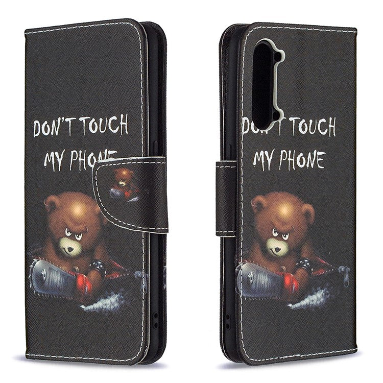 Pattern Printing Leather Wallet Protective Case for Oppo Find X2 Lite - Bear