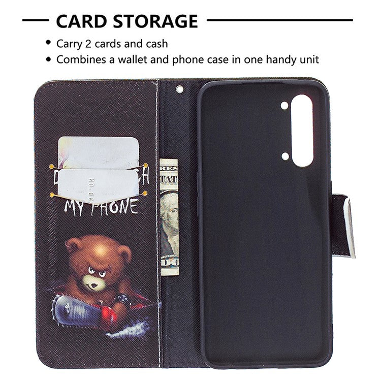 Pattern Printing Leather Wallet Protective Case for Oppo Find X2 Lite - Bear