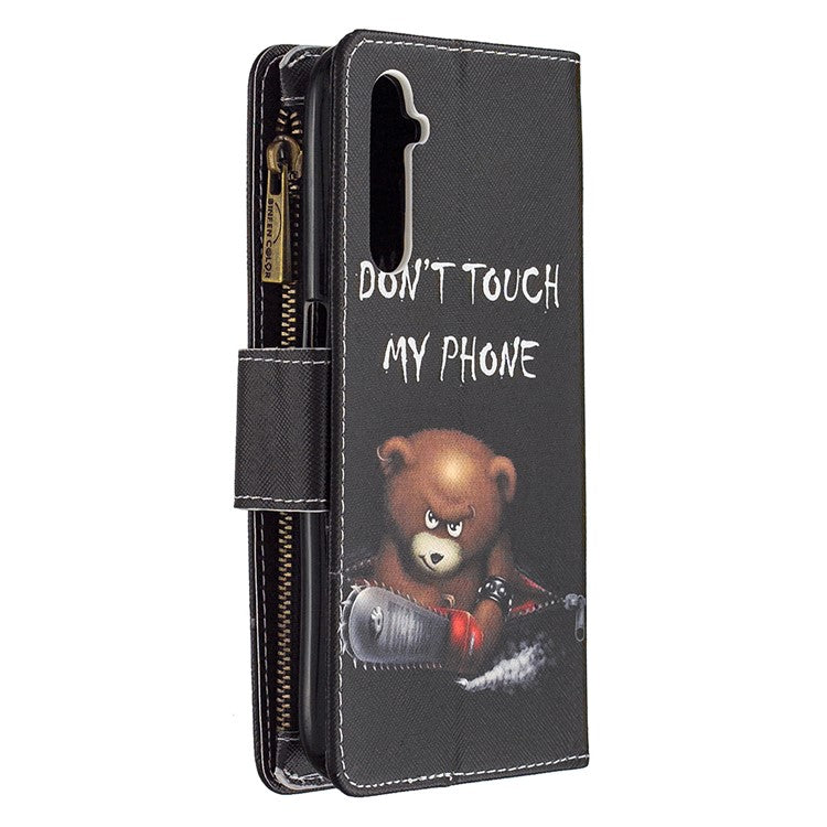 BF03 Pattern Printing Zipper Wallet Leather Phone Case for Realme 6 - Bear