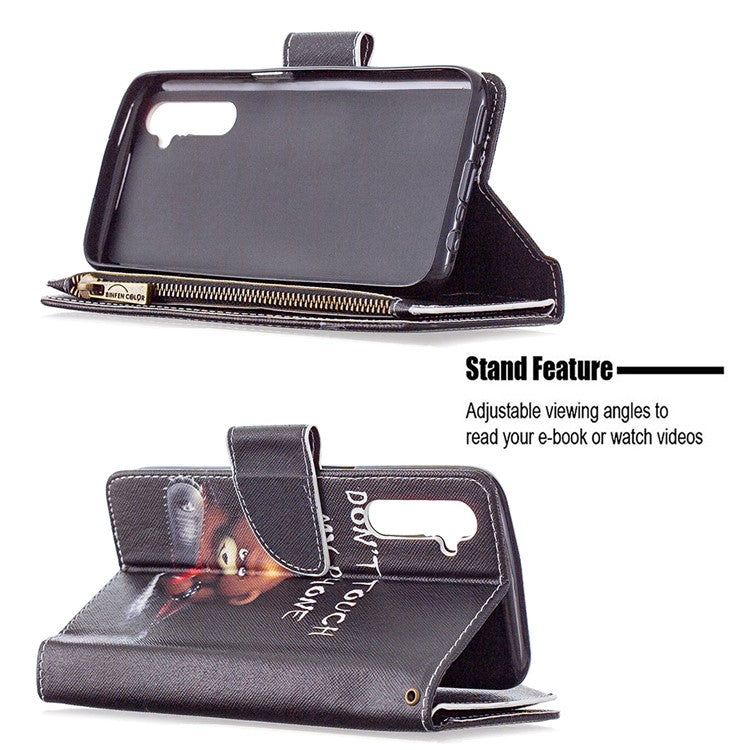 BF03 Pattern Printing Zipper Wallet Leather Phone Case for Realme 6 - Bear