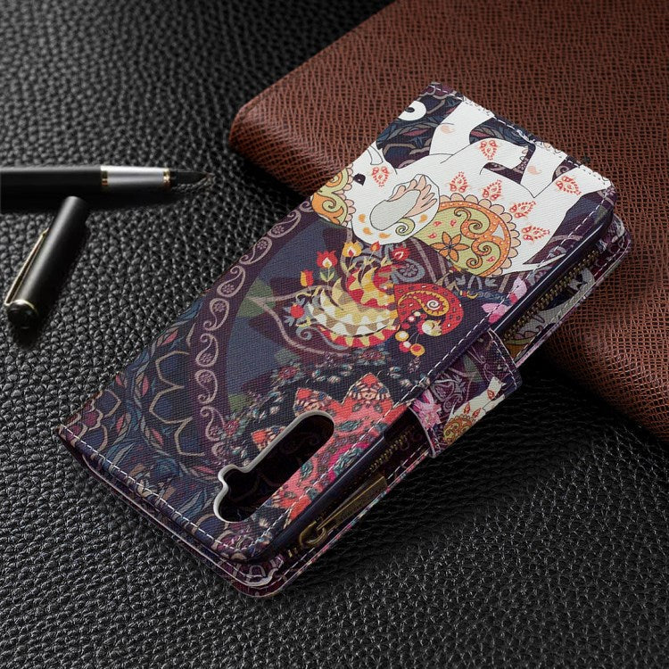 BF03 Pattern Printing Zipper Wallet Leather Phone Case for Realme 6 - Elephant