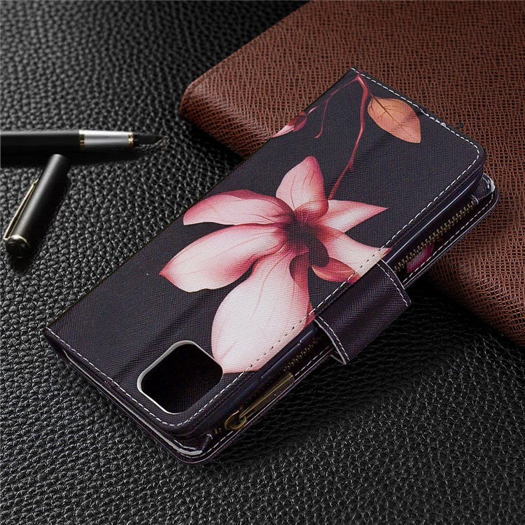 BF03 Pattern Printing Zipper Wallet Leather Phone Case for Realme C11 - Flower