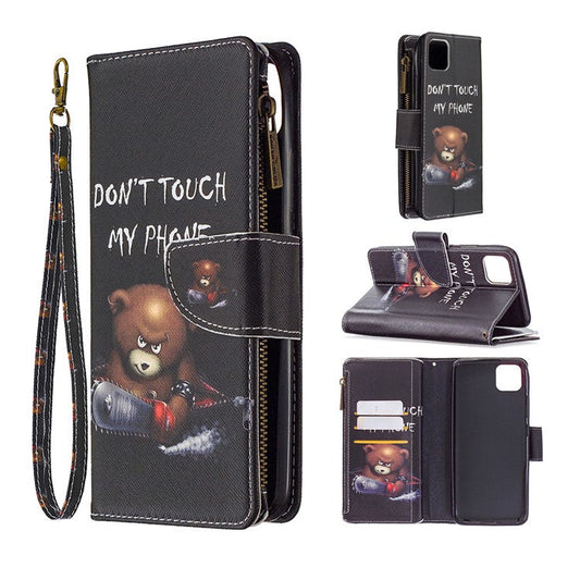 BF03 Pattern Printing Zipper Wallet Leather Phone Case for Realme C11 - Fierce Bear