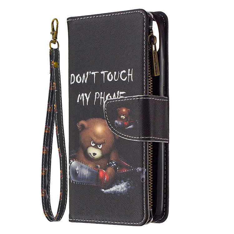 BF03 Pattern Printing Zipper Wallet Leather Phone Case for Realme C11 - Fierce Bear