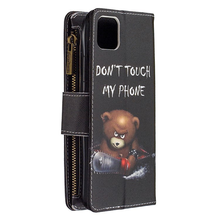 BF03 Pattern Printing Zipper Wallet Leather Phone Case for Realme C11 - Fierce Bear