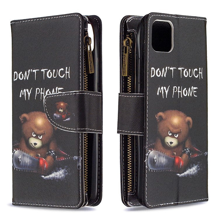 BF03 Pattern Printing Zipper Wallet Leather Phone Case for Realme C11 - Fierce Bear