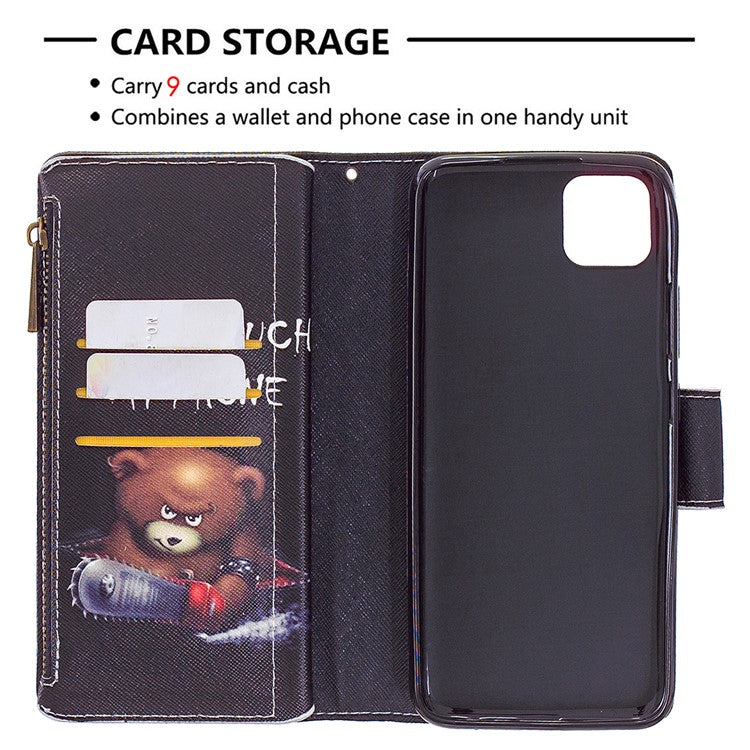 BF03 Pattern Printing Zipper Wallet Leather Phone Case for Realme C11 - Fierce Bear