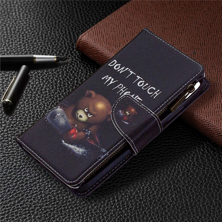 BF03 Pattern Printing Zipper Wallet Leather Phone Case for Realme C11 - Fierce Bear