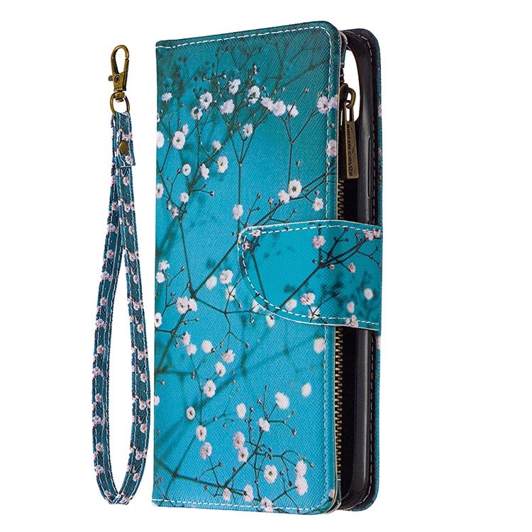 BF03 Pattern Printing Zipper Wallet Leather Phone Case for Realme C11 - Plum Blossom