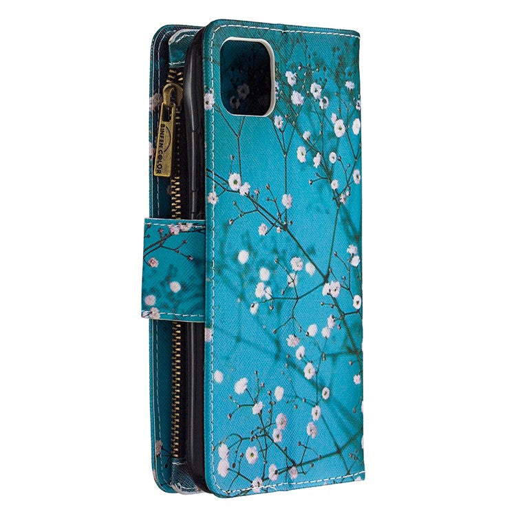 BF03 Pattern Printing Zipper Wallet Leather Phone Case for Realme C11 - Plum Blossom