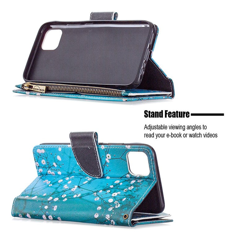 BF03 Pattern Printing Zipper Wallet Leather Phone Case for Realme C11 - Plum Blossom