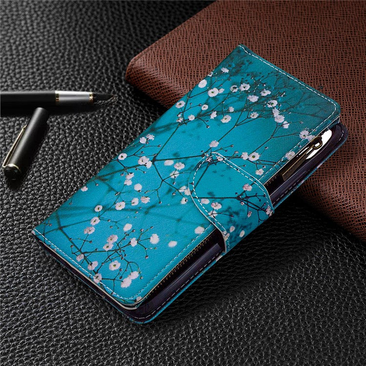 BF03 Pattern Printing Zipper Wallet Leather Phone Case for Realme C11 - Plum Blossom