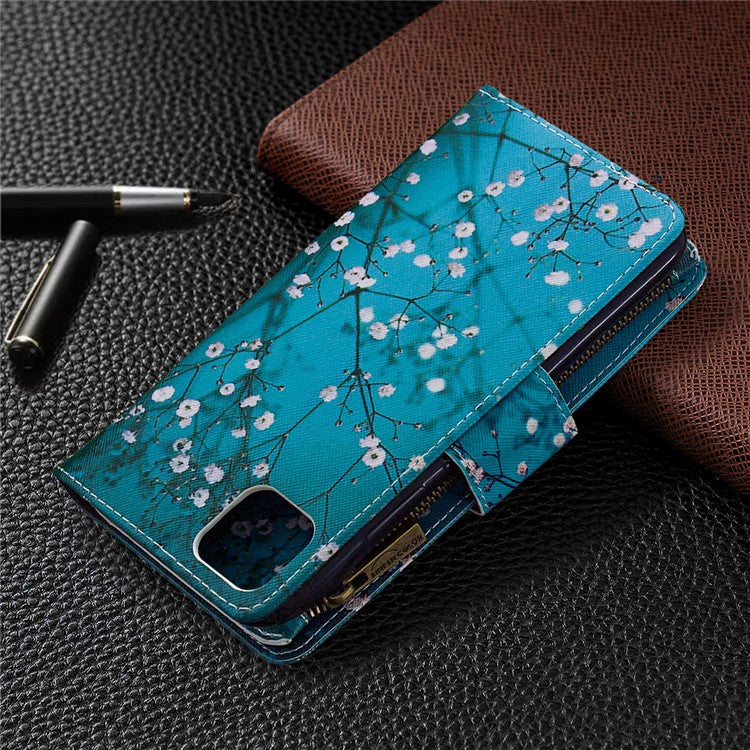 BF03 Pattern Printing Zipper Wallet Leather Phone Case for Realme C11 - Plum Blossom