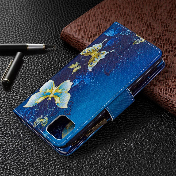 BF03 Pattern Printing Zipper Wallet Leather Phone Case for Realme C11 - Beautiful Butterfly