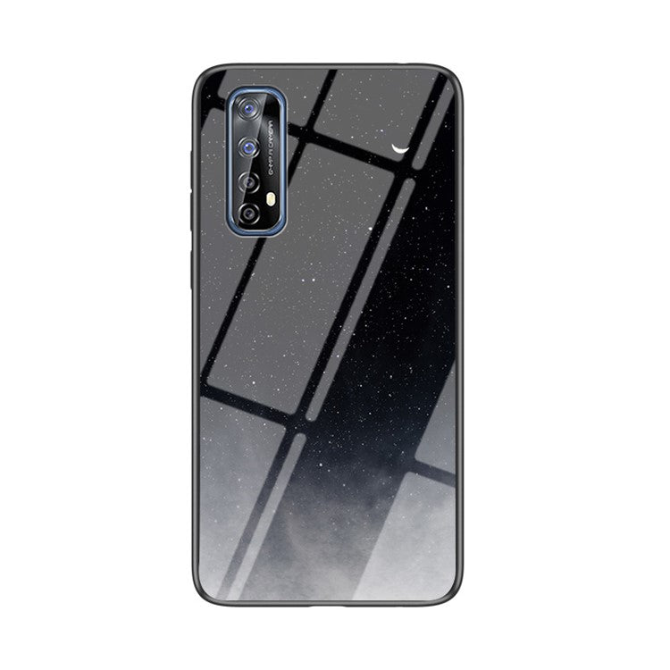 Starry Sky Pattern Tempered Glass + PC + TPU Hybrid Cover for Realme 7 (Global) - Black Starry