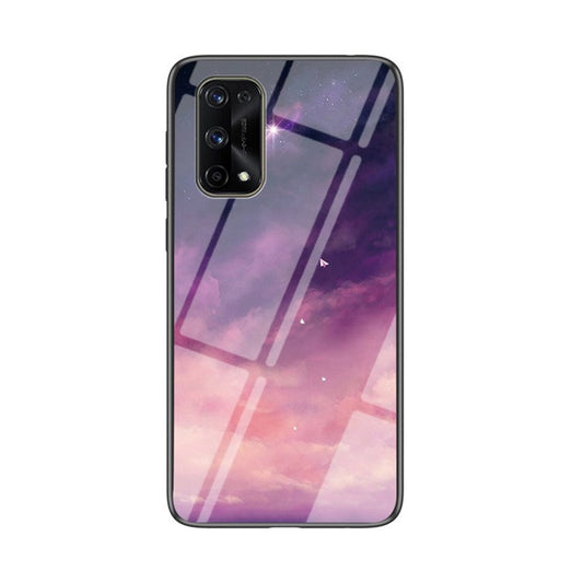 Starry Sky Pattern Tempered Glass + PC + TPU Hybrid Cover for Realme 7 pro - Purple Sky