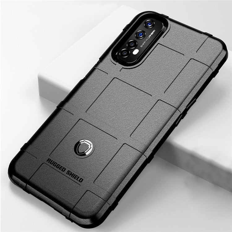 Shield Series Anti-shock Square Grid Texture TPU Phone Protective Shell for Realme 7 (Global) - Black