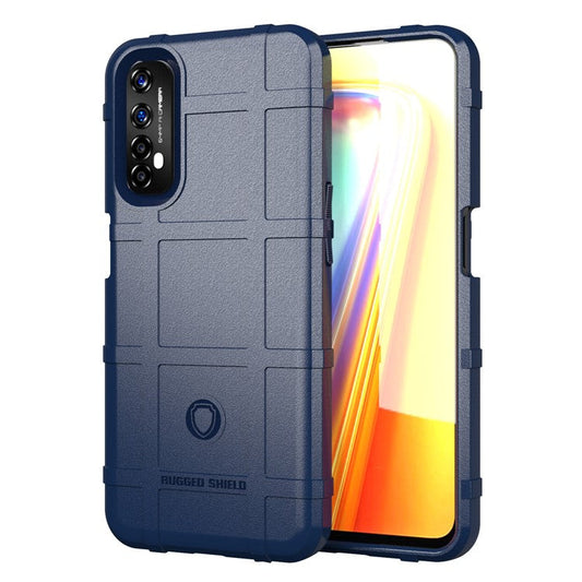 Shield Series Anti-shock Square Grid Texture TPU Phone Protective Shell for Realme 7 (Global) - Blue