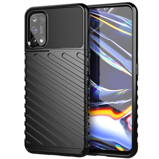 Thunder Series Twill Texture Soft TPU Case Mobile Shell for Realme 7 Pro - Black