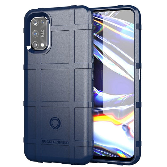 Anti-shock Square Grid Texture Thicken TPU Case for OPPO Realme 7 Pro - Blue