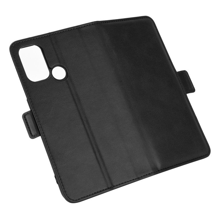 Magnetic Double Clasp Leather Wallet Stand Cover for OPPO A53 (2020) - Black