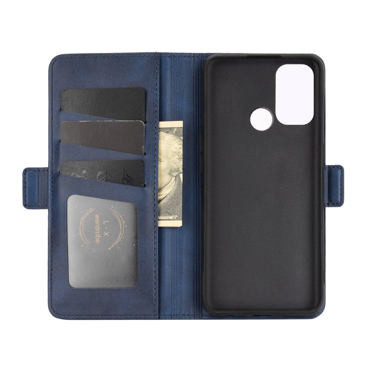 Magnetic Double Clasp Leather Wallet Stand Cover for OPPO A53 (2020) - Blue