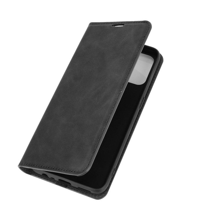 Silky Touch Leather Stand Shell Case for OPPO A53(2020) - Black