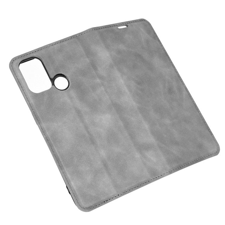Silky Touch Leather Stand Shell Case for OPPO A53(2020) - Grey