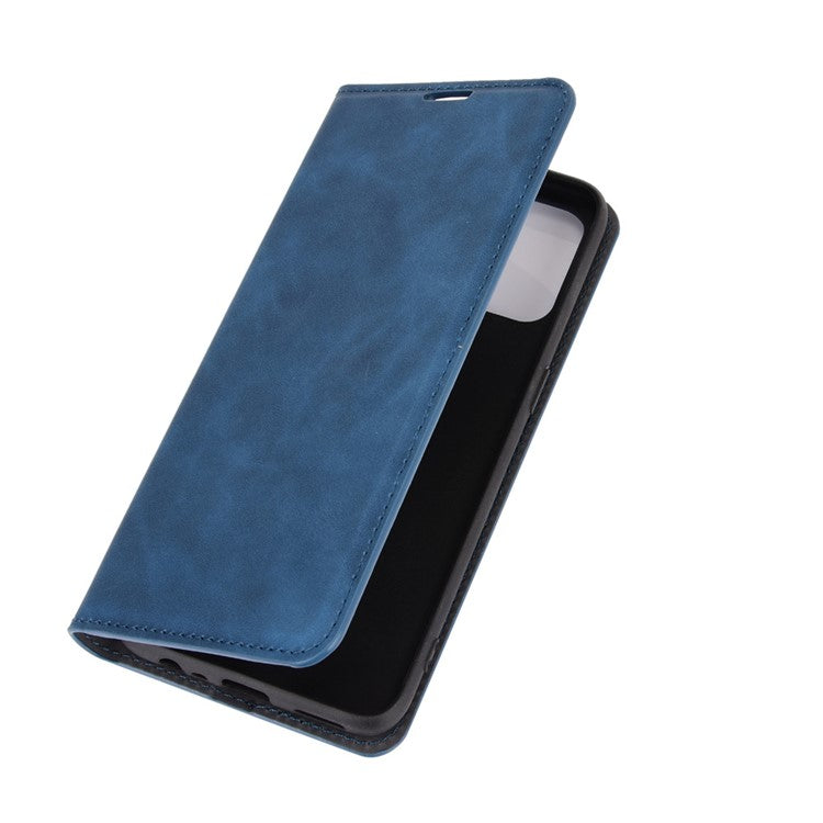 Silky Touch Leather Stand Shell Case for OPPO A53(2020) - Blue